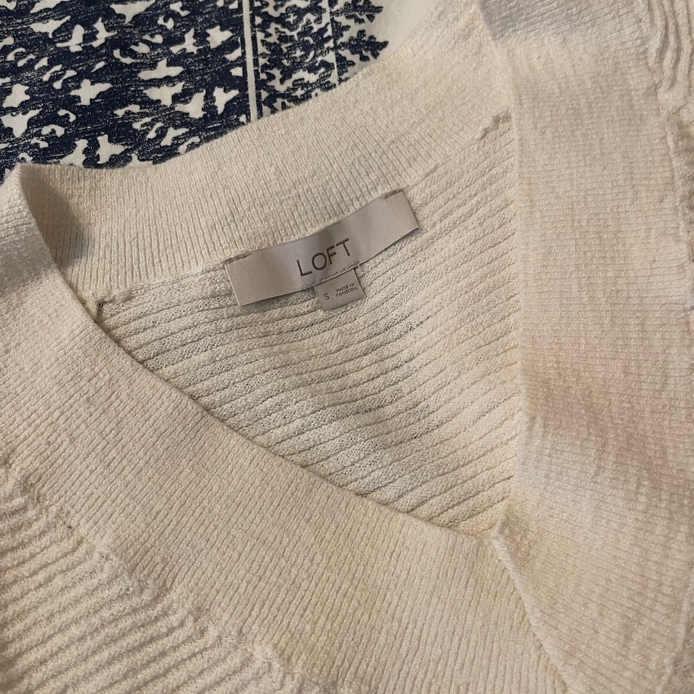 LOFT Cream Knit Sweater